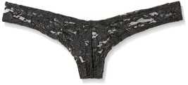 Bodyshotz Women&#39;s Sheer Floral Lace Thong, Black, One Size - £20.29 GBP