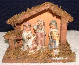 Christmas House Wood Stable Mini Nativity Mache Look Child Figurines - £5.42 GBP