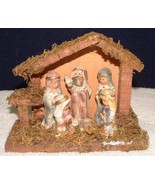 Christmas House Wood Stable Mini Nativity Mache Look Child Figurines - €6,05 EUR
