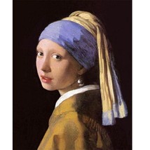 Hand Painted reproduction classic girl with a pearl earring Johannes Vermeer fam - £418.86 GBP - £1,366.89 GBP