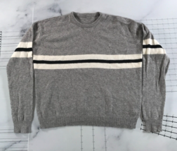Italian Crewneck Sweater Womens Large Heather Grey Pullover White Black ... - $27.80