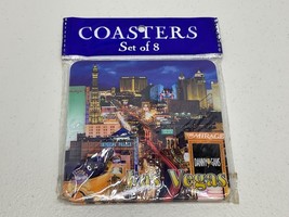 Set Of 8 Vintage Plastic Las Vegas Coasters New In Package 4 x 4 - £7.58 GBP