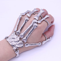 Punk Finger Bracelet Skeleton Bone Hand Men Flexible Bracelets For Women Christm - £10.48 GBP