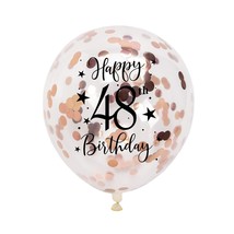 Rose Gold 48Th Confetti Latex Balloons, Woman Happy 48 Years Birthday Party Ball - £17.93 GBP