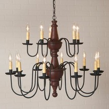 Harrison Two Tier Wood Chandelier in Plantation Red - 15 Arm - £868.82 GBP