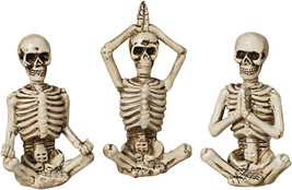 Gerson Set Of 3 Resin 3.2&quot; Yoga Skeleton Figures Statuettes Table Top Decor - £23.08 GBP