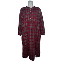 Vintage LL Bean Flannel Nightgown Dobby Pintuck Cottage Core Red Plaid W... - $47.16