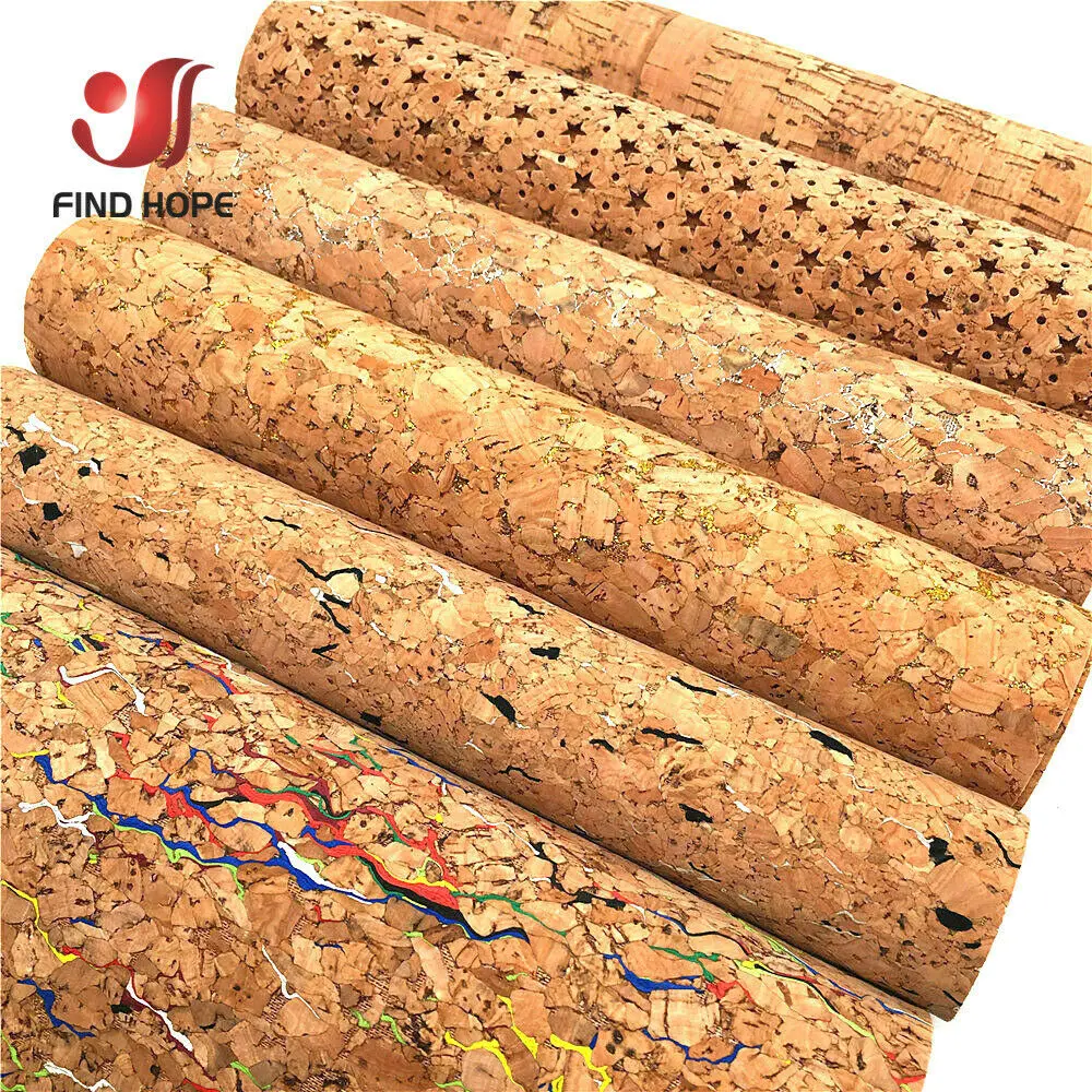 20x30/120cm Glitter Natural Cork Wood Leather Fabric Printed Colored Bow... - €3,40 EUR