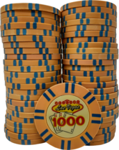 WELCOME Las Vegas Poker Chips Denomination Value 1000 - set of 50 orange chips - £15.95 GBP