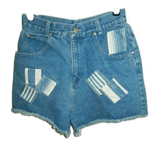 Vintage 80&#39;s Gitano Girl&#39;s Size 16 Denim Shorts High Waist Patchwork 25 ... - $23.00