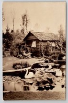 Chicago Worlds Fair RPPC 1933 Horticulture Garden Old Mill Swans Postcard F23 - £3.89 GBP