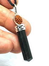 Black Tourmaline Necklace Pendant Rudraksha Crystal Spiritual Corded Jewellery - £6.93 GBP