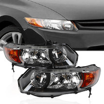 Headlights Lamps Black Housing Amber Corner for 2006-2011 Honda Civic Coupe 2Dr - £117.26 GBP