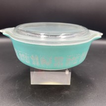 Pyrex Amish Butter Print Turquois #471 Casserole Dish W/LID Ovenware 1 Pt Usa - £20.94 GBP