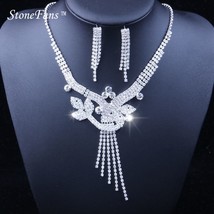 StoneFans Fashion Crystal Rhinestone 2pcs Plant Choker Necklace Velvet Statement - $22.90