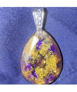 Forget me not floral handmade stainless steel resin pendant - $18.00