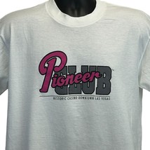 Pioneer Club Las Vegas Vintage 90s T Shirt Gambling Casino White Tee Large - £30.10 GBP