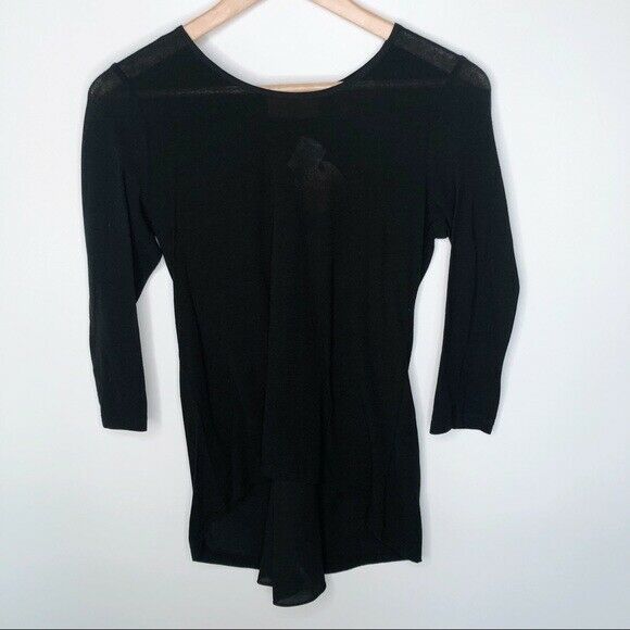 Primary image for Patrizia Luca Milano 3/4 Sleeve Top Zipper Black Blouse Shirt Small