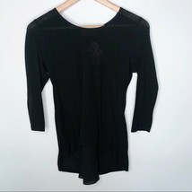 Patrizia Luca Milano 3/4 Sleeve Top Zipper Black Blouse Shirt Small - £19.71 GBP