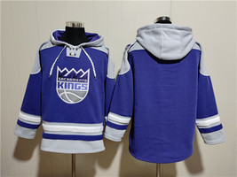 Men&#39;s Sacramento Kings Blank Purple Gray Lace-Up Pullover Hoodie - $1,425.21 MXN