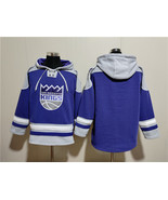 Men&#39;s Sacramento Kings Blank Purple Gray Lace-Up Pullover Hoodie - $1,440.35 MXN