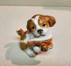 Vintage Homco Porcelain Bisque Cocker Spaniel Puppy Dog w/ Shoe Figurine #1405 - £4.70 GBP