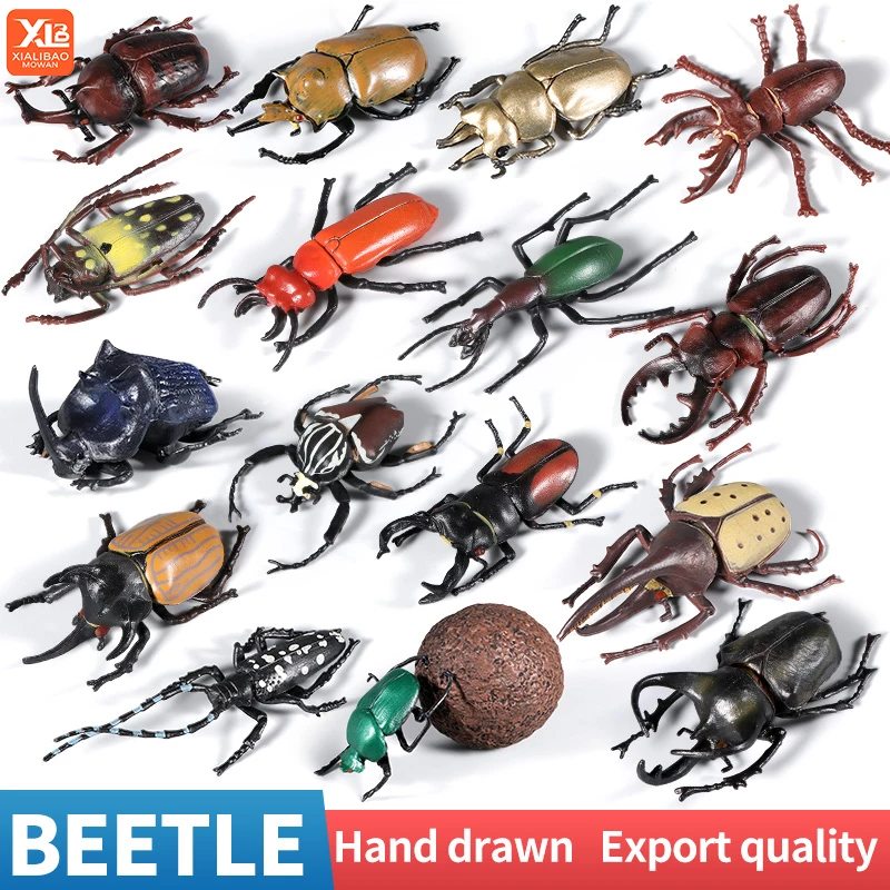 Simulated Insect Animals Model Longhornedbee Unicorn Beetle Action Figures Scene - £9.32 GBP+
