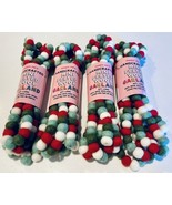 x4 Trader Joe&#39;s Handcrafted 6 Foot New Zealand Felted Wool Garland red g... - $42.06