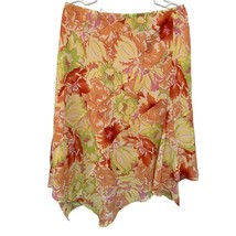 Lane Bryant Skirt Fall Floral Orange Yellow Pink Asymmetrical Skirt Size 14/16 - £13.85 GBP