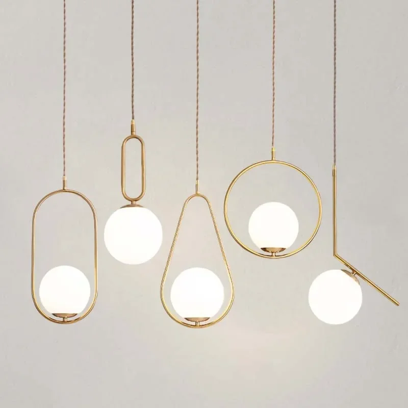 Modern Glass Ball Pendant Lamp Gold Chandeliers for Dining Room Kitchen ... - $54.59+