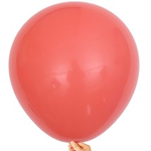 18 Inch Coral Red Balloons, 10 Pcs Matte Latex Balloons Big Round Balloons For W - £11.98 GBP