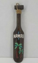 CARVED WOODEN CANOE PADDLE HAWAII WALL HANGING PAINTED PALM TREES TRIBAL... - $19.99