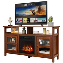 Costway 58&quot; Fireplace TV Stand W/18&quot; 1400W Electric Fireplace up to 65&quot; Walnut - £365.12 GBP