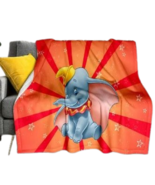 Dumbo Elephant Flannel Blanket Disney Orange Plush Cozy Soft Throw Kids ... - $33.60 CAD