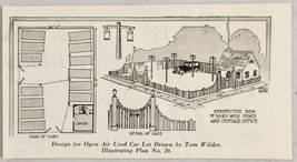 1926 Magazine Picture Design for Open Air Used Car Lot Drawn by Tom Wilder - $11.14