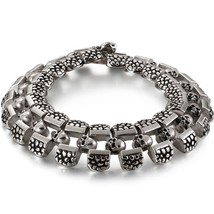 Punk Rocker Skull Bracelet For Men Cool Stainless Steel Chain Men&#39;s Bracelets Ac - £29.69 GBP