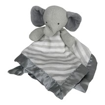 Cloud Island Elephant Gray White Striped w Satin Baby Security Blanket Lovey EUC - £23.64 GBP