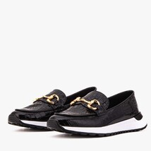 The Milan Black Croc-Embossed Patent Leather Women Sneaker image 5