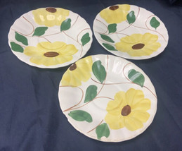 3 Blue Ridge Pottery Yellow RIDGE DAISY Saucer/s Only 6” - $6.27