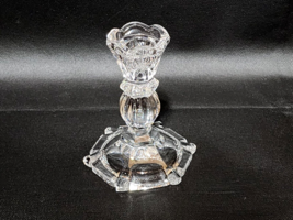 Vintage 5&quot; Octagon Base Single Light Tapered Candle Holder - Unknown Maker - $11.98