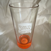 Samuel Adams Boston Lager Pint Glass Basketball 3D bottom neon orange 16 oz  - £7.60 GBP