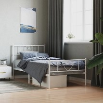 Bed Frame White Powder-coated steel Twin Bed Frame Rectangular - $162.85