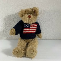 TY Attic Treasure Collection Grant Teddy Bear USA Flag Sweater 13&quot; Plush 1993 - £9.49 GBP