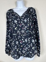 Simply Vera By Vera Wang Womens Size XS Blue Floral Tassled Top Long Sleeve - £6.70 GBP