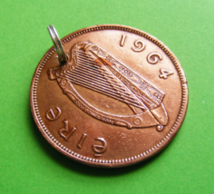 Lucky Irish Hen And Chicks 1964 Coin Pendant - Celtic Bird And Harp - Ireland - £6.39 GBP