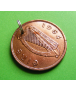 Lucky Irish Hen And Chicks 1964 Coin Pendant - Celtic Bird And Harp - Ir... - $10.97 CAD