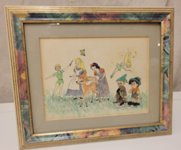 Original Elaine Knoll Disney Characters Signed Colored Pencil &amp; Ink Art Framed - £26.11 GBP