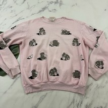 Scarab Womens Vintage 80s Teddy Bear Sweater Size L Pink Pullover Novelty - $26.72