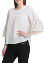 New Calvin Klein White Embellished Pearl Blouse Size M Size L Size Xl $89 - £33.56 GBP