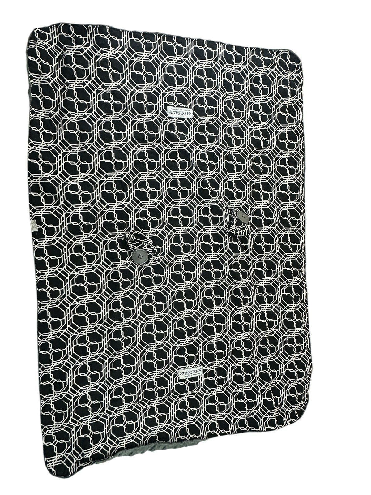 Carseat Canopy Stroller Blanket Minky Back 27x38 Black White Geometric P... - $9.89